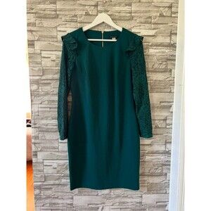 Tommy Hilfiger Women's Knee Length Sheath Dress Sheer Solid Lace Long Sleeve 8